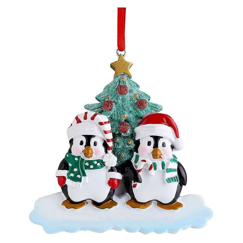 Personalized Penguin Family Christmas Tree Ornament (family Of 2)