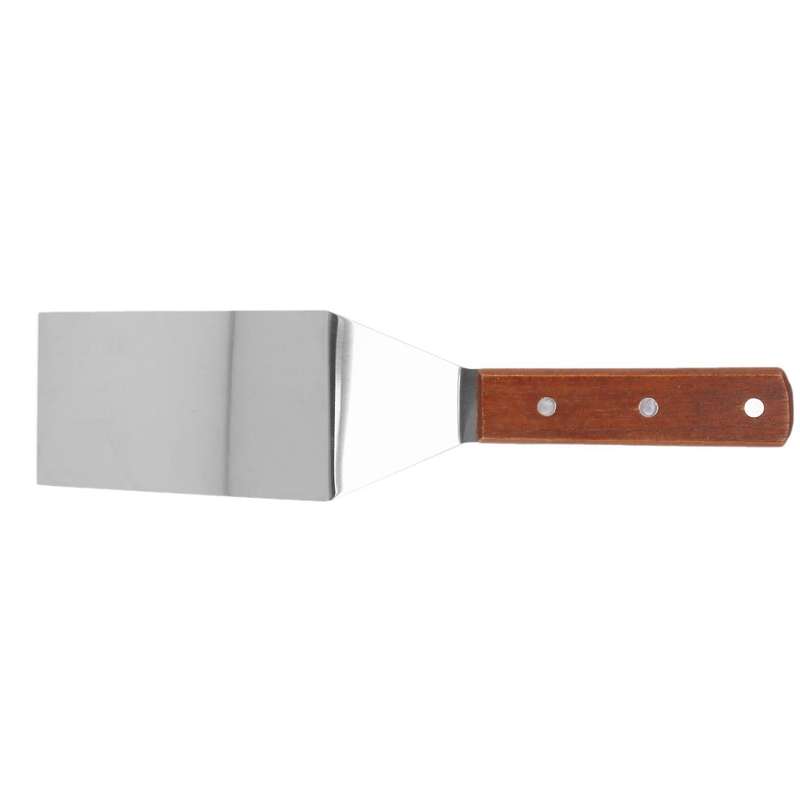 Stainless Steel Flat Frying Spatula with Wooden Handle Pizza Spatula