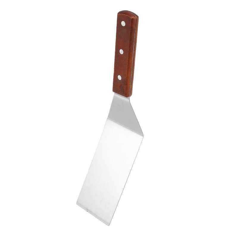 Stainless Steel Flat Frying Spatula with Wooden Handle Pizza Spatula