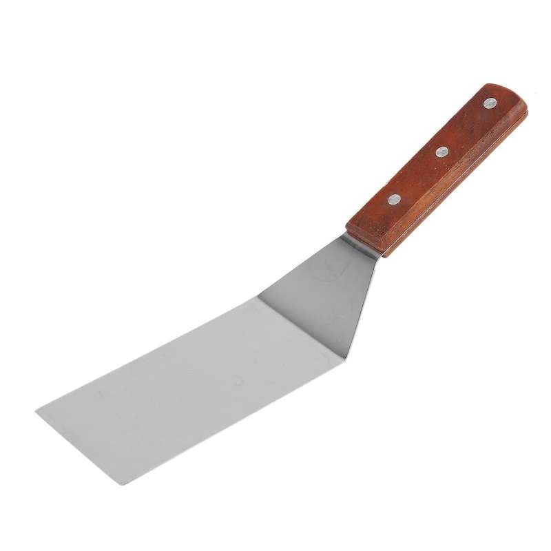 Stainless Steel Flat Frying Spatula with Wooden Handle Pizza Spatula