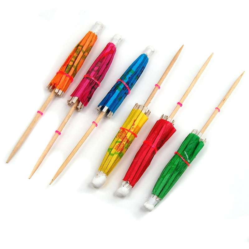 24 Multi Coloured Paper Cocktail Umbrellas Parasols