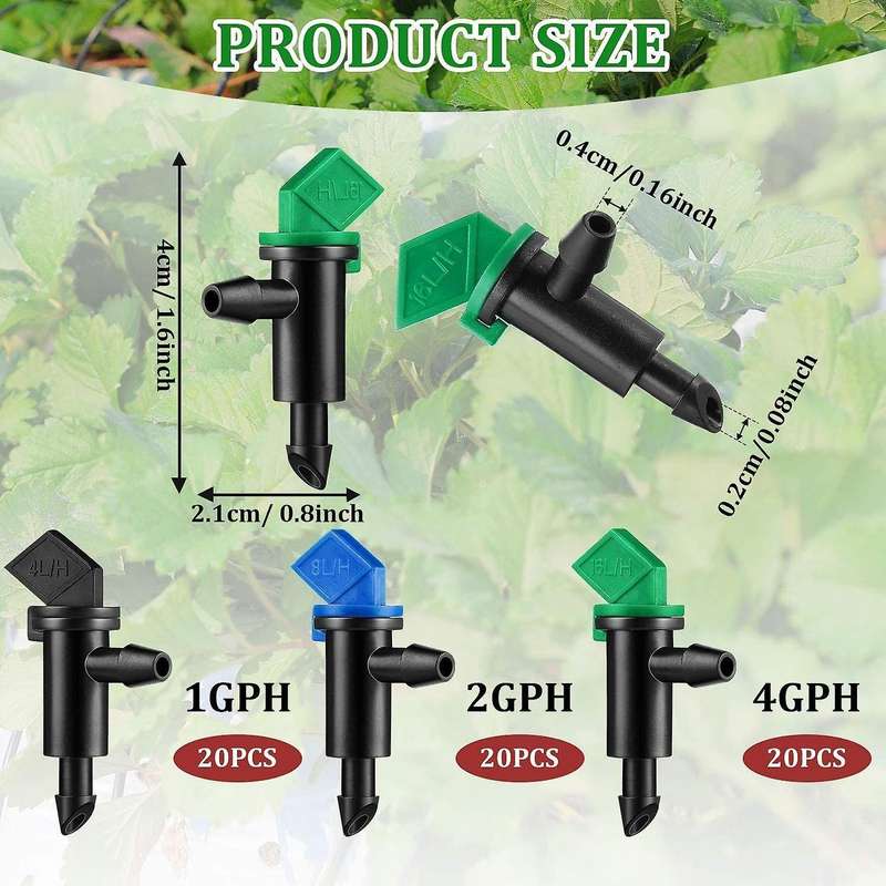 60 Pieces Drip Emitter Garden Flag Irrigation Dripper In 3 Sizes