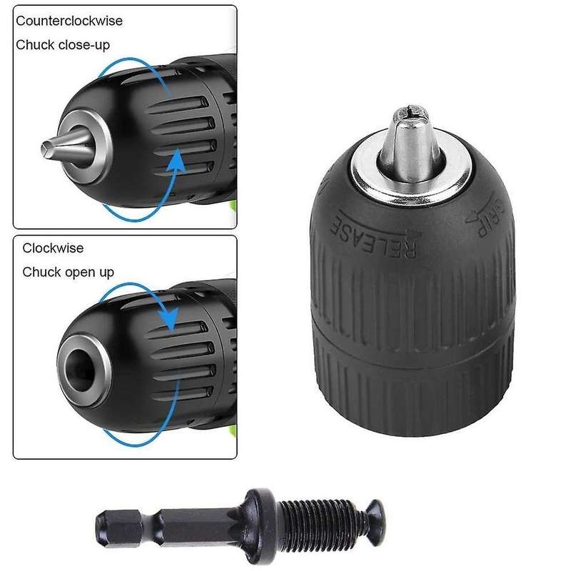 2 Pieces Of Hand-tight Chuck Set 13mm with Adapter Hardware Tools