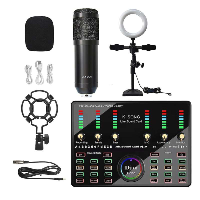 Bm800 Microphone Bluetooth Wireless Karaoke with Live(black)