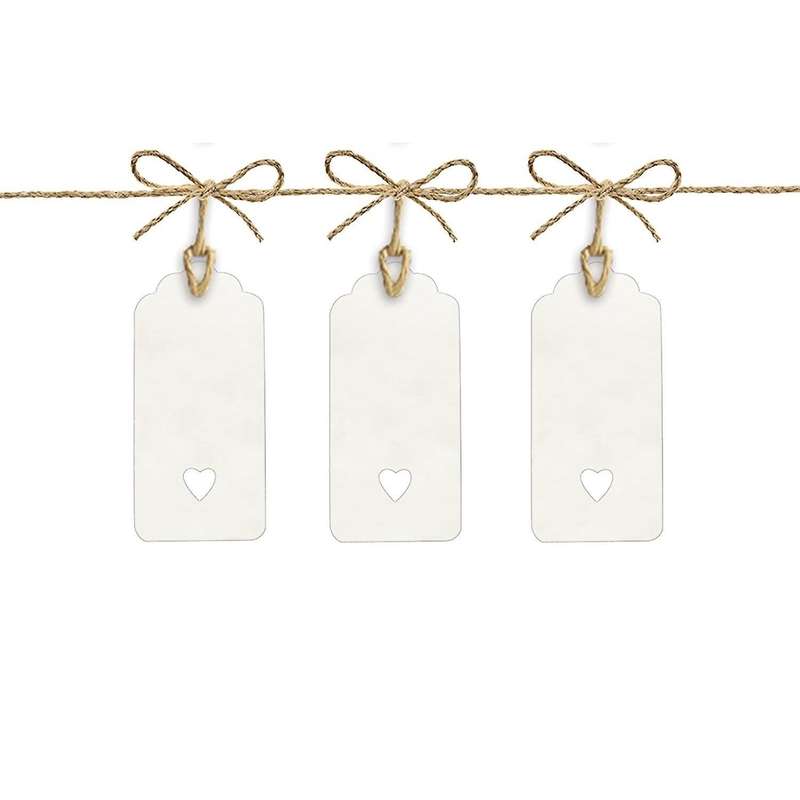 100pcs Kraft Paper Tags Gift Tags Blank with Hollow Heart