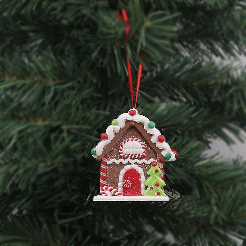 Christmas Resin House Hanging Pendant Xmas Tree Party Decoration A