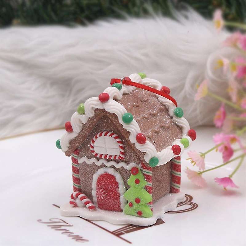 Christmas Resin House Hanging Pendant Xmas Tree Party Decoration A