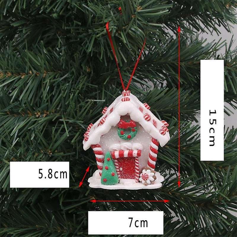 Christmas Resin House Hanging Pendant Xmas Tree Party Decoration A
