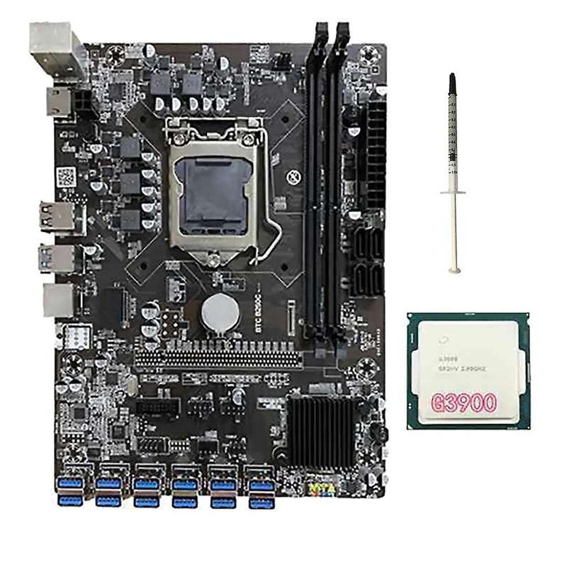 B250c Btc Mining Motherboard with G3900 Cpu+thermal Grease Lga1151