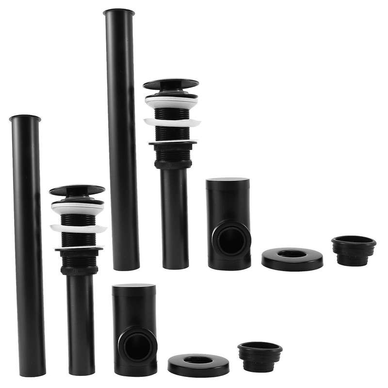 Metal Sink Siphon Drains Black P-trap Pipe Waste without Overflow