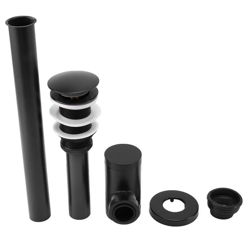 Metal Sink Siphon Drains Black P-trap Pipe Waste without Overflow