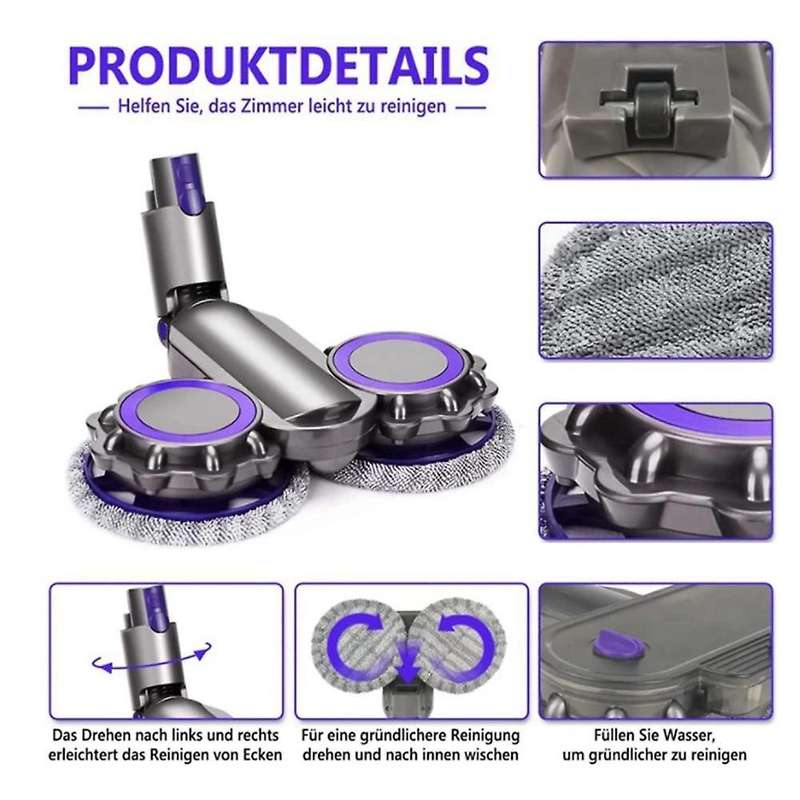 Electric Mop Head Attachments for Dyson V10 Slim with 6 Mop Cloth