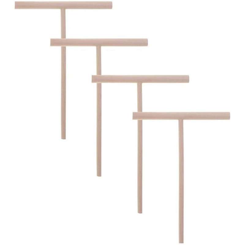 4pcs T Shape Crepe Pancake Wooden Spreader Stick for Making Crepes