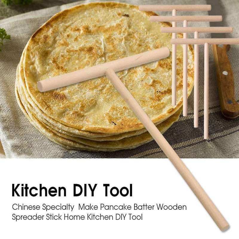 4pcs T Shape Crepe Pancake Wooden Spreader Stick for Making Crepes