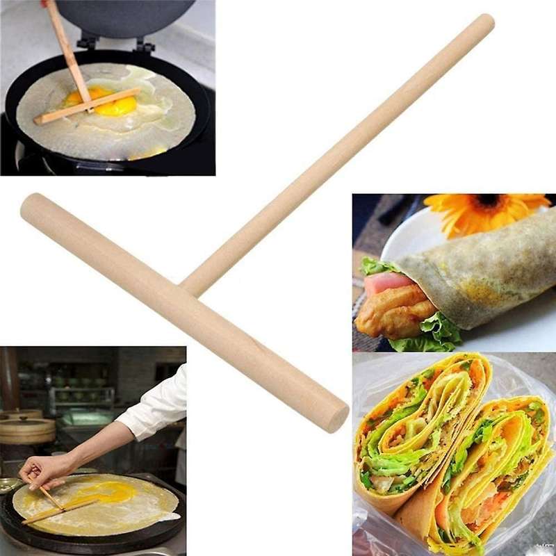 4pcs T Shape Crepe Pancake Wooden Spreader Stick for Making Crepes