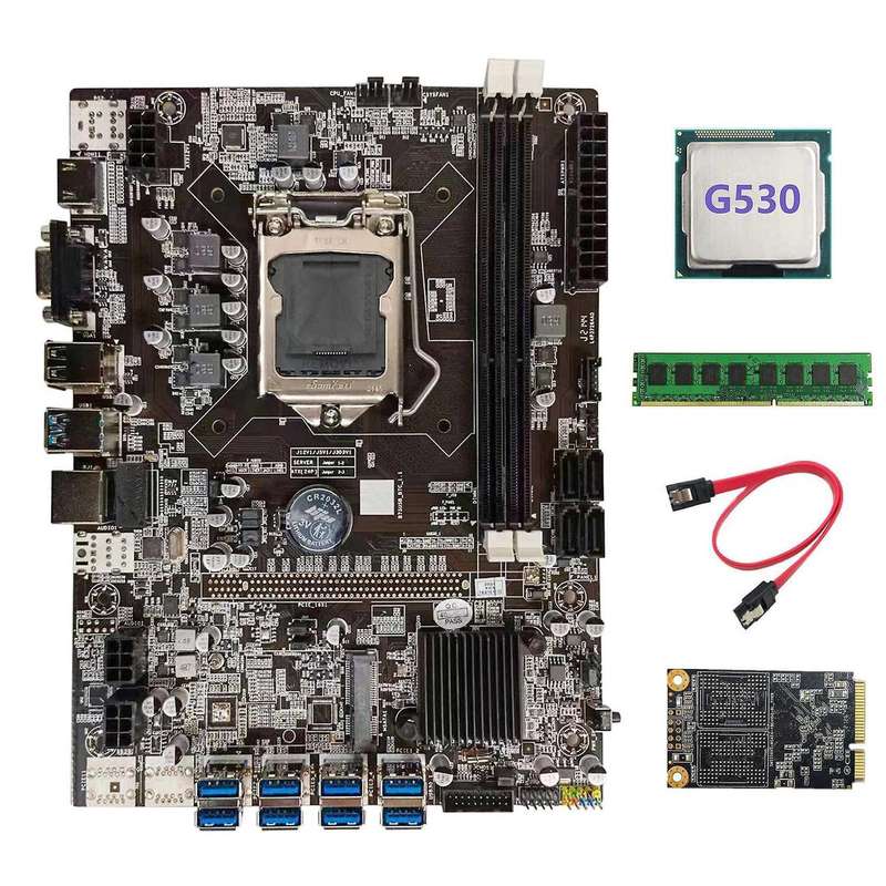 B75 Usb Btc Mining Motherboard+g530 Cpu+ddr3 4gb 1600mhz Ram+128g Ssd