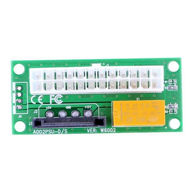 2pcs Dual Psu Adapter Atx 24pin to Sata Power Sync Starter Card