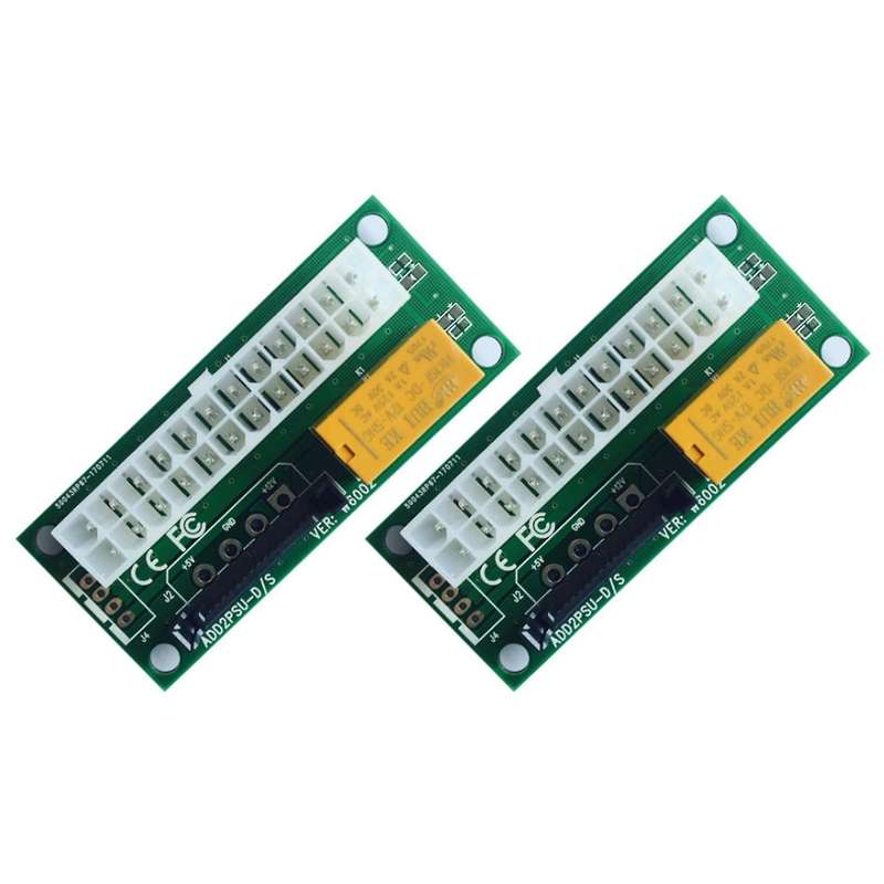 2pcs Dual Psu Adapter Atx 24pin to Sata Power Sync Starter Card