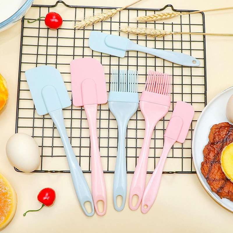 3 Pieces/set Baking Spatula Batter Silicone Spatula Brush Mixing Pink