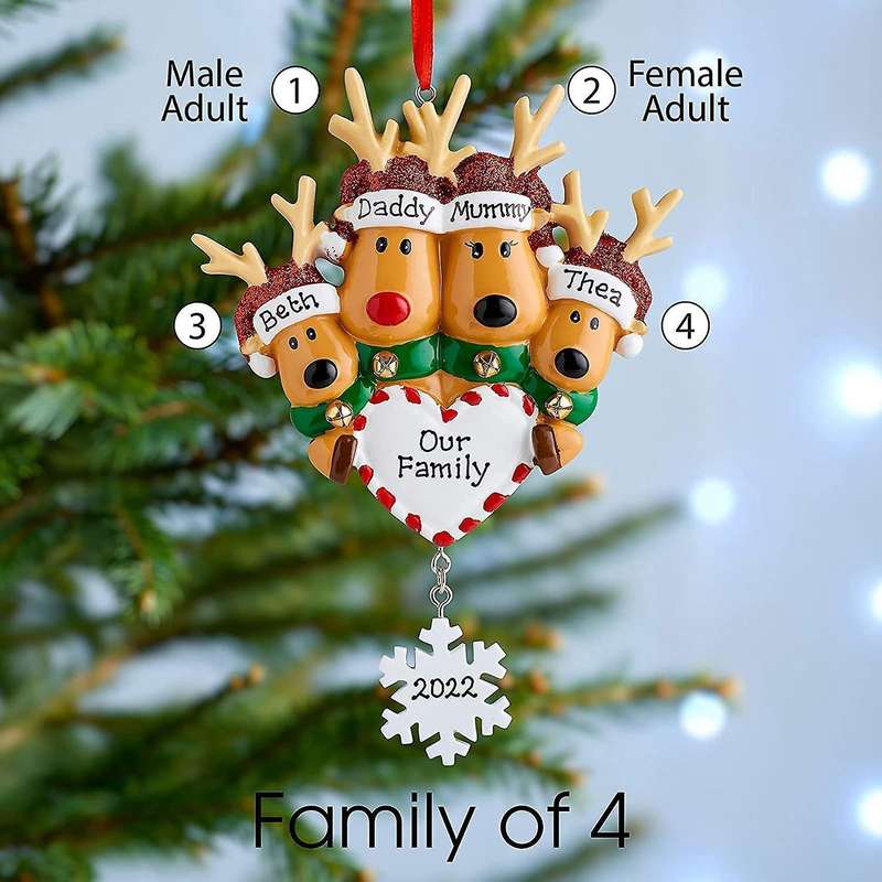 Family Christmas Tree Family Set Gift (christmas Deer, Family Of 4)