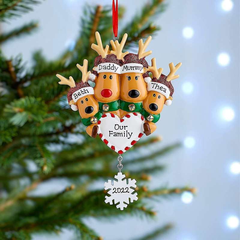 Family Christmas Tree Family Set Gift (christmas Deer, Family Of 4)