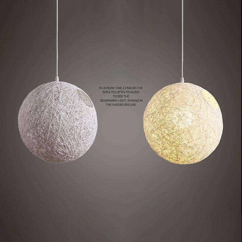 White Bamboo, Rattan Chandelier Spherical Rattan Nest Lampshade