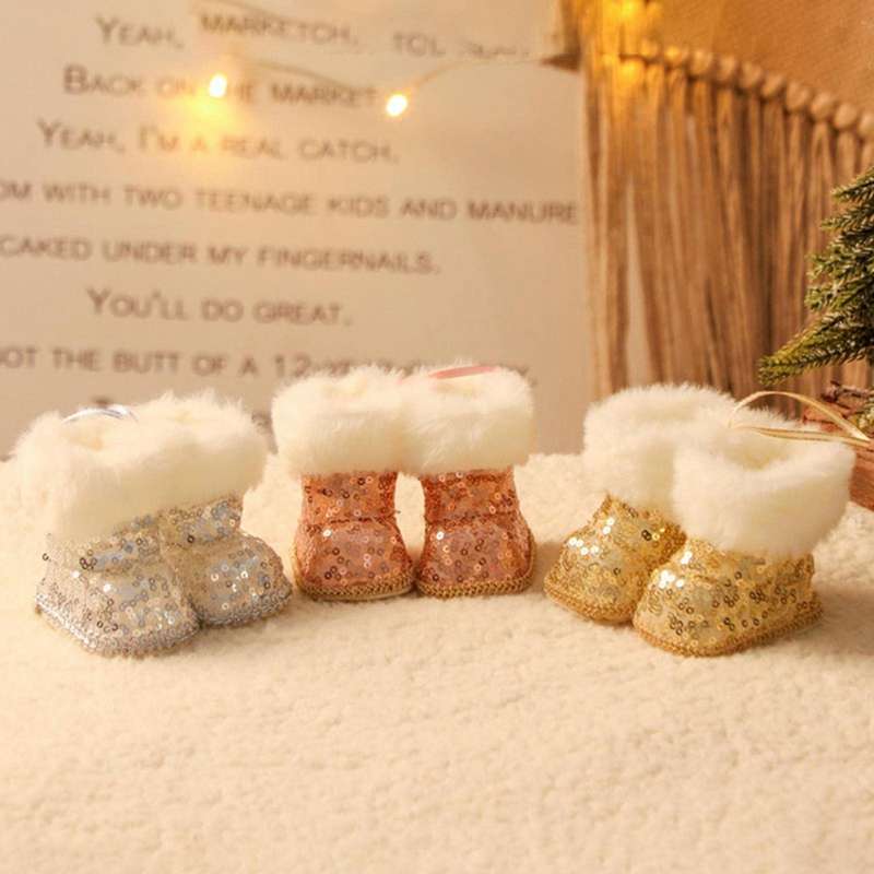 1pair Christmas Boots Ornaments Plush Mini Boots Pendant A