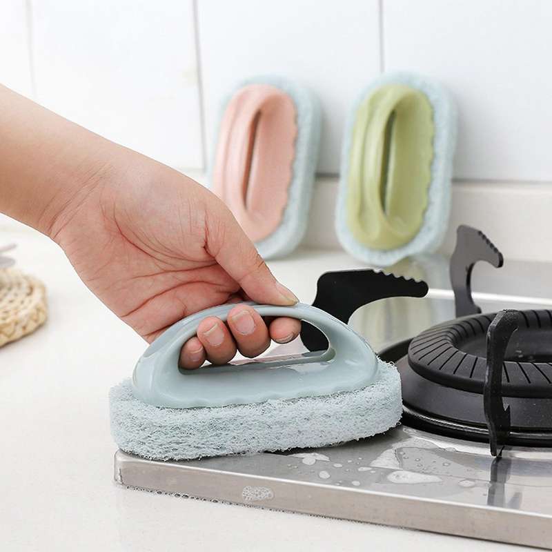2x Handle Bath Brush Tile Brush Kitchen Decontamination Brush Blue