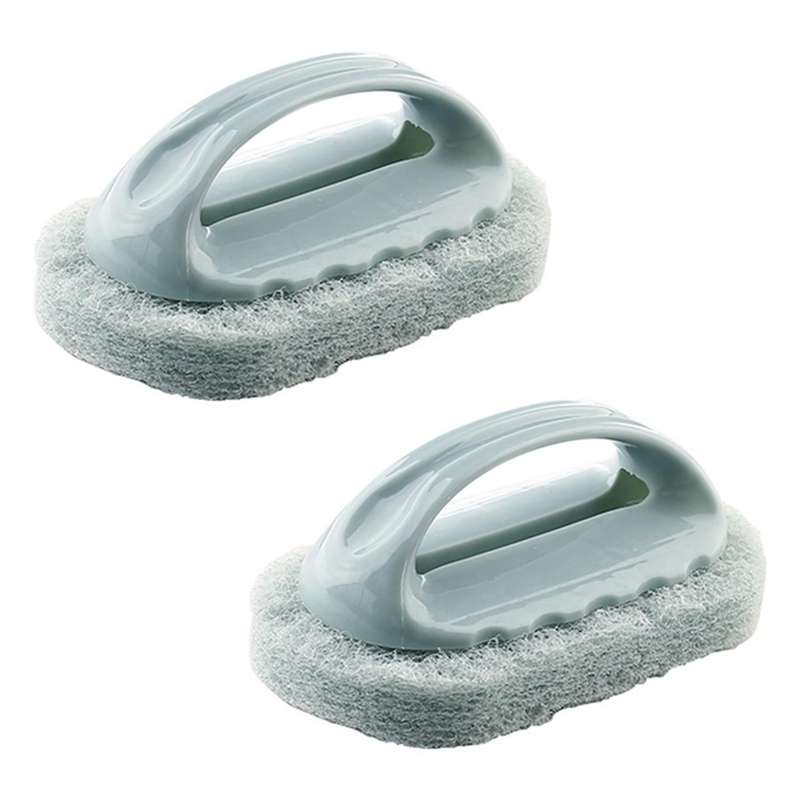 2x Handle Bath Brush Tile Brush Kitchen Decontamination Brush Blue