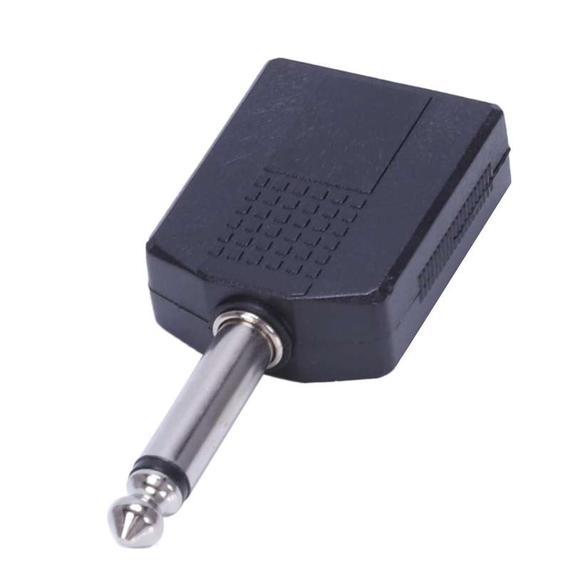 Black 6.35 1/4" Male to Dual Female Mono Y Cord Pa Audio Cable Adapter