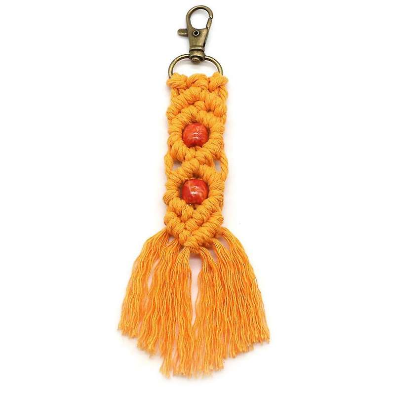 Mini Macrame Keychains Boho Macrame Bag Charms for Car Key,yellow