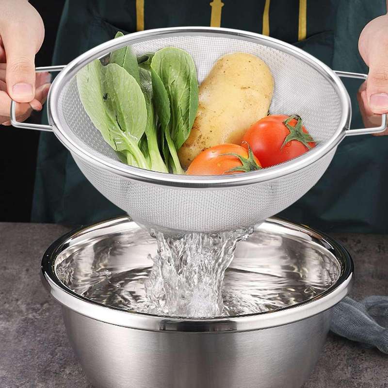 Stainless Steel Fine Mesh Strainer Bowl Drainer Vegetable Sieve
