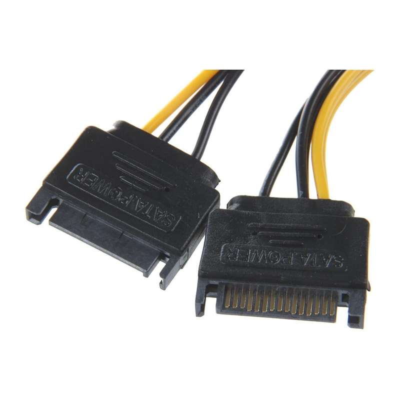 Dual 15 Pin Sata Male to 8pin(6+2) Male Video Card Power Cable
