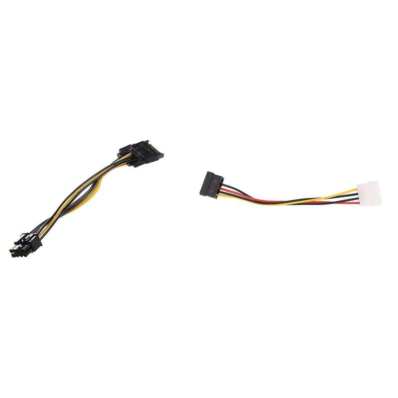 Dual 15 Pin Sata Male to 8pin(6+2) Male Video Card Power Cable