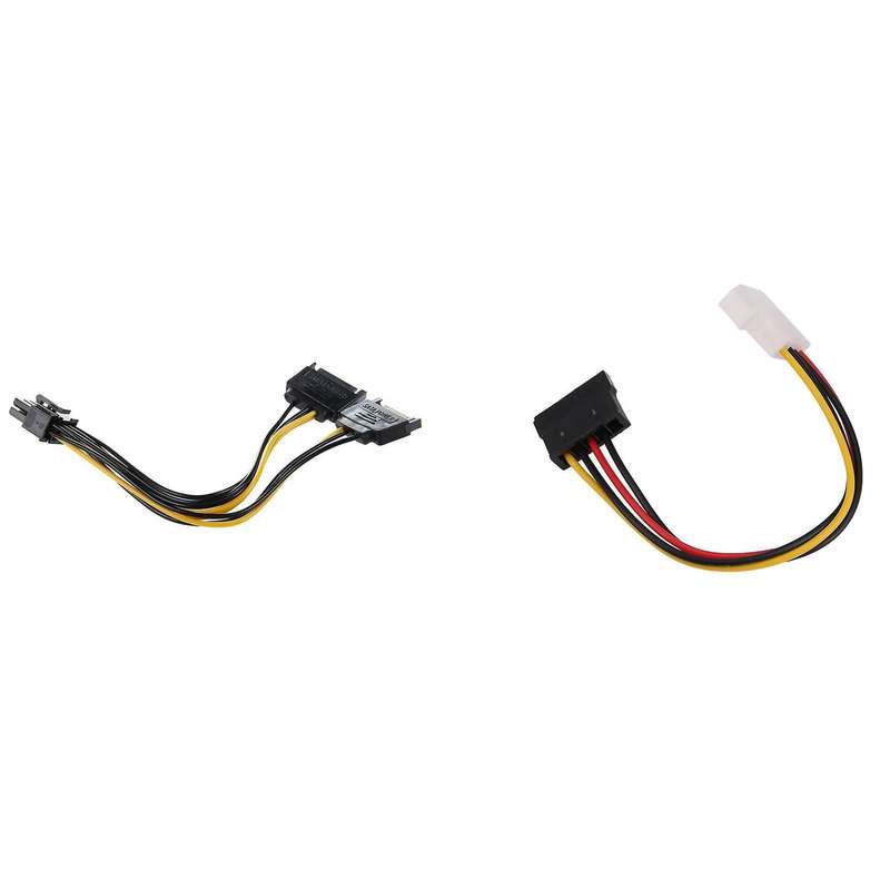 Dual 15 Pin Sata Male to 8pin(6+2) Male Video Card Power Cable