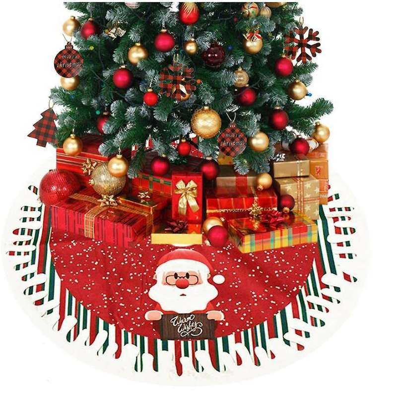 10pcs Wooden Pendants Single Side Red Lattice Snowflake Xmas Gift 14