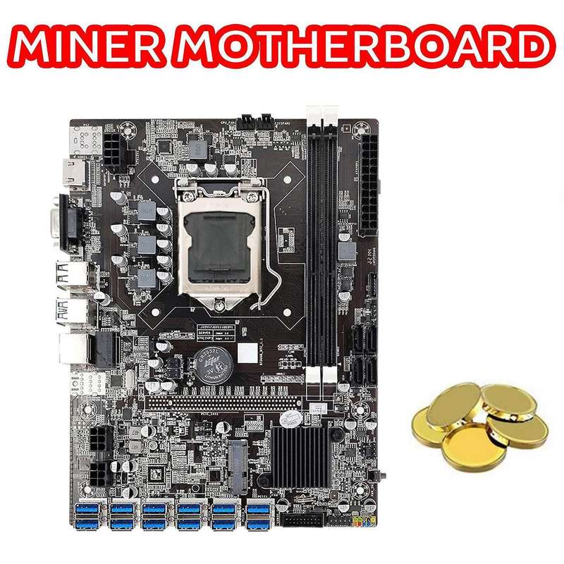 B75 Eth Mining Motherboard 12 Pcie to Usb with I3 2100 Cpu