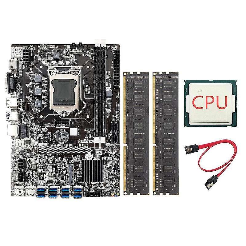 B75 Eth Mining Motherboard+cpu+sata Cable+2 X 4g Ddr3 1600mhz