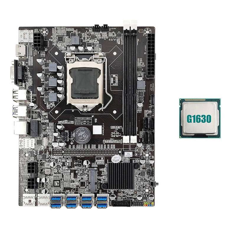 B75 Usb Eth Mining Motherboard 8xpcie Usb Adapter+g1630 Cpu Lga1155