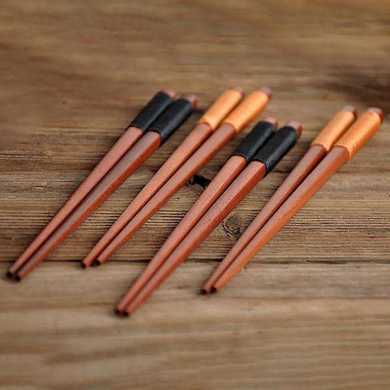 6 Pairs Wood Chopsticks, Reusable Dishwasher Safe, Non-slip