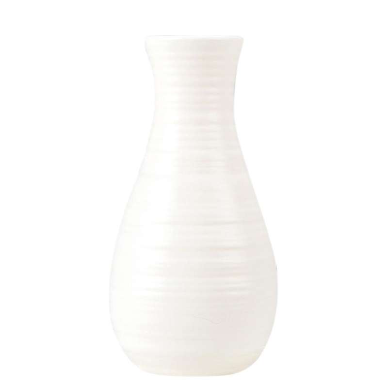 Hip Shape Plastic Material Vase 20cmx10.5cm Imitation Ceramic,white