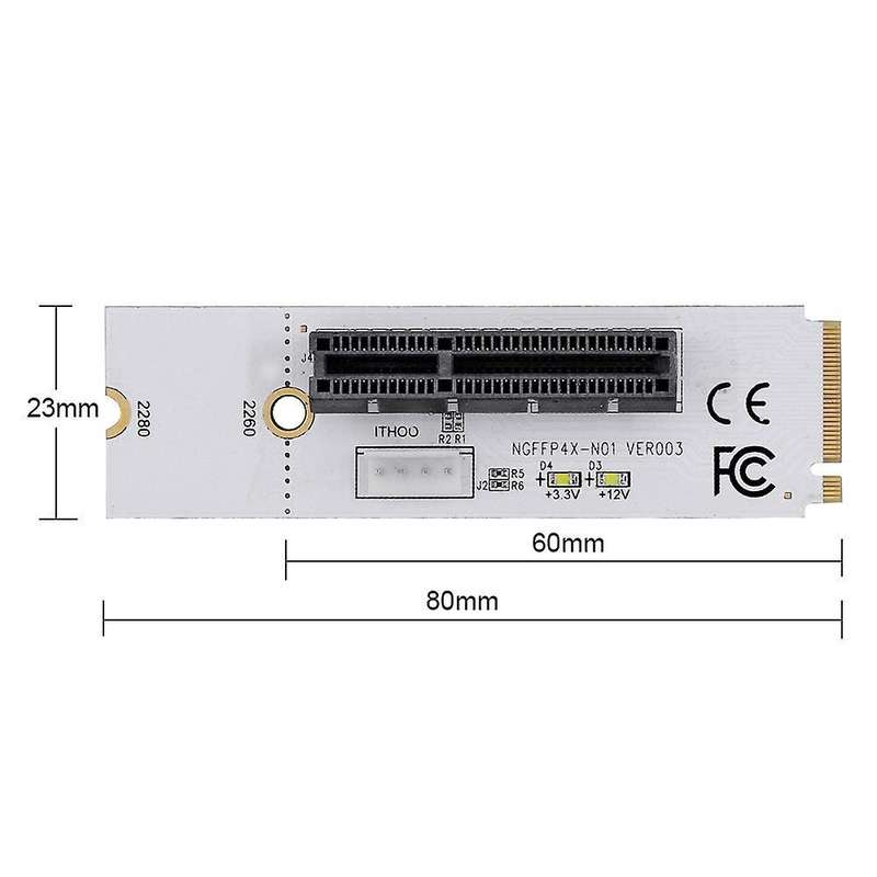 M.2 Key 1x 4x Adapter with Light Adapter Card with 4 Pin Power Cord