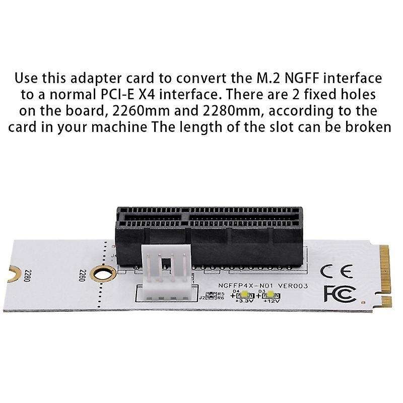 M.2 Key 1x 4x Adapter with Light Adapter Card with 4 Pin Power Cord