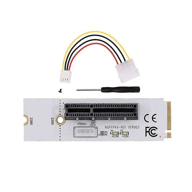M.2 Key 1x 4x Adapter with Light Adapter Card with 4 Pin Power Cord