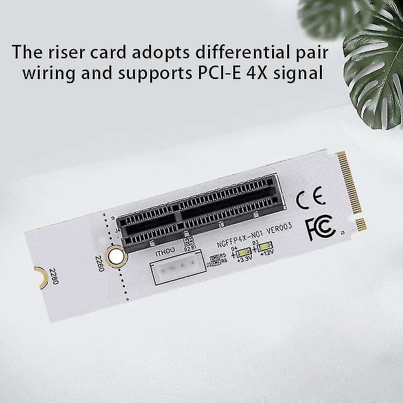 M.2 Key 1x 4x Adapter with Light Adapter Card with 4 Pin Power Cord