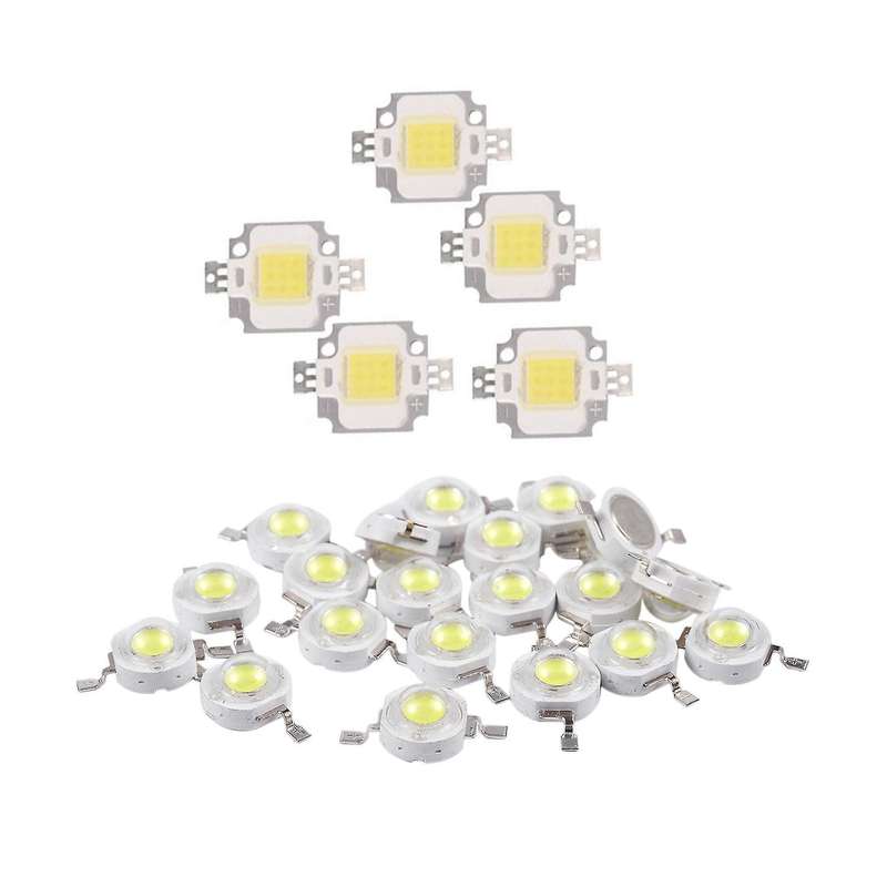 20 Pcs High Power 2 Pin 3w White Led Bead Emitters 170-190lm 6000k