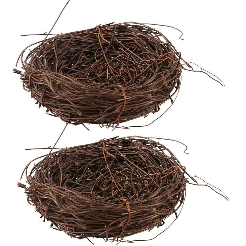 2x Handmade Vine Twig Bird Nest Home Nature Craft for Photo Decor