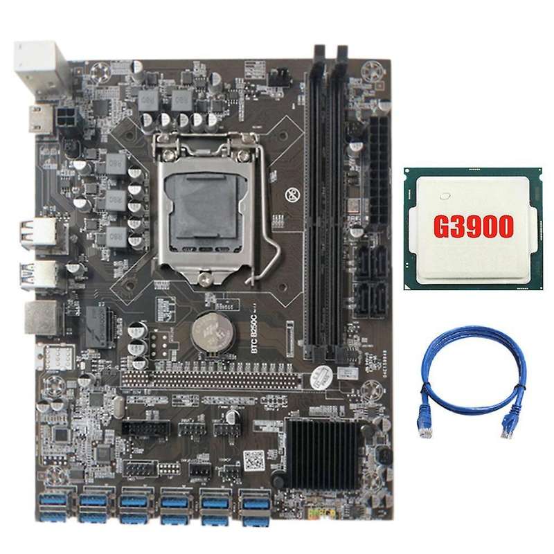 B250c Mining Motherboard with G3900 Cpu+rj45 Cable 3 Meters for Btc