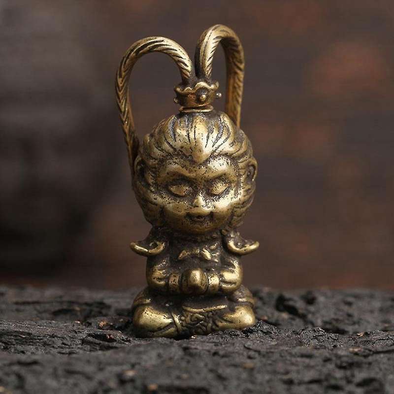 Copper Monkey King Figurine Sun Wukong Statue Fish Tank Ornaments