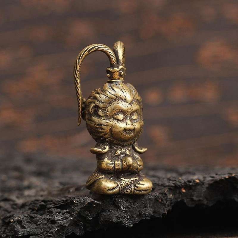 Copper Monkey King Figurine Sun Wukong Statue Fish Tank Ornaments